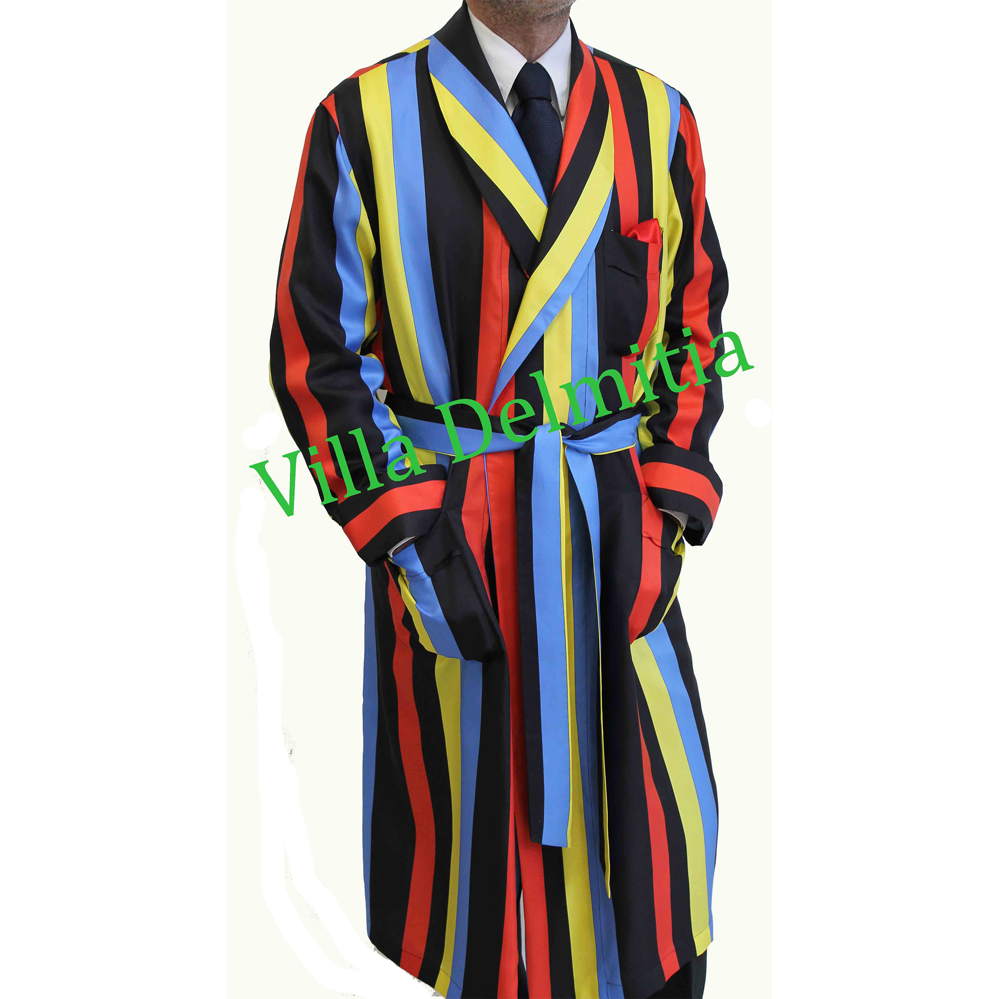 ROBE DE CHAMBRE CLASSIQUE POUR HOMME 100% SOIE TWILL IMPRIMÉE