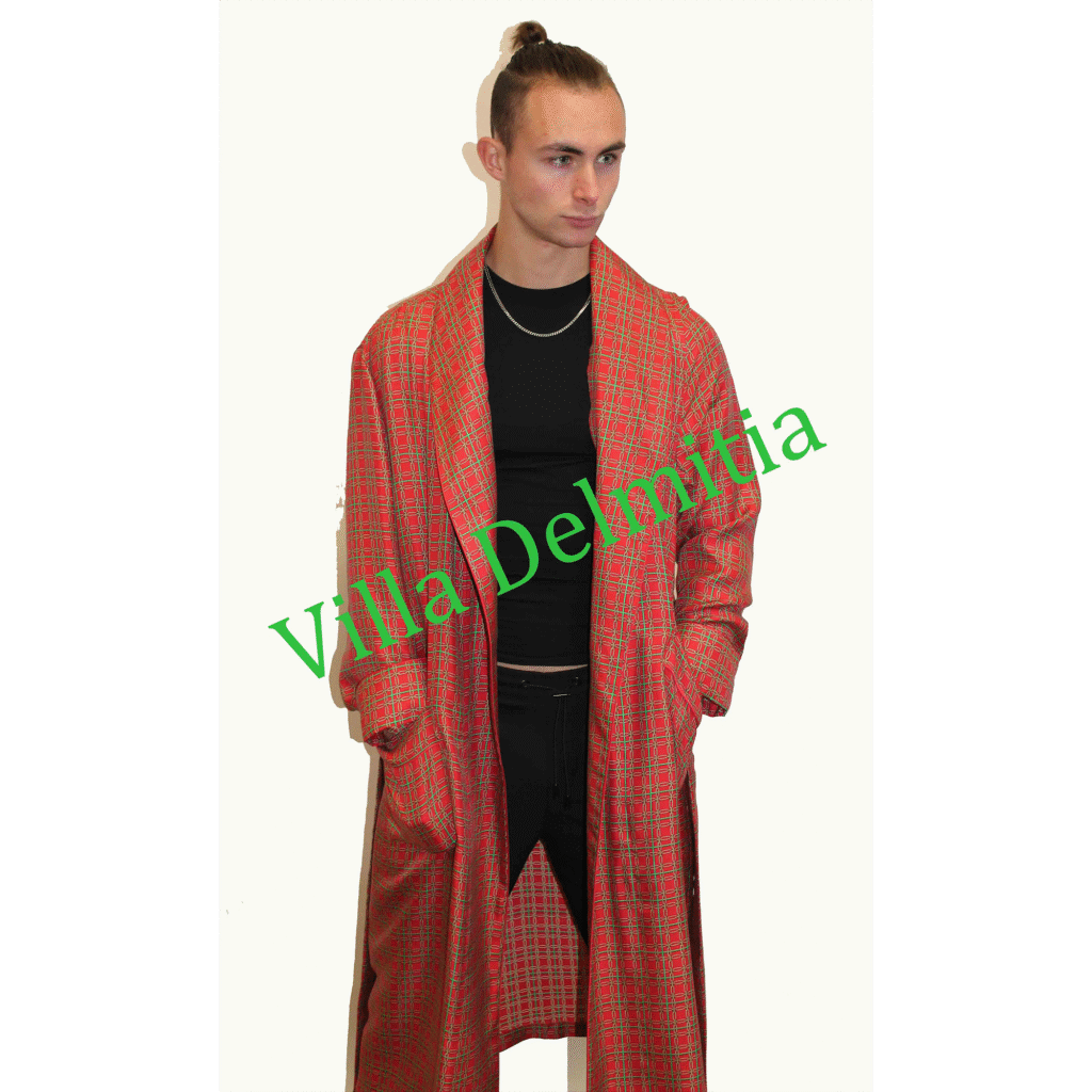 ROBE DE CHAMBRE CLASSIQUE POUR HOMME EN 100% SOIE JACQUARD AVEC PASSEPOIL ET DEMI DOUBLURE EN BEMBERG