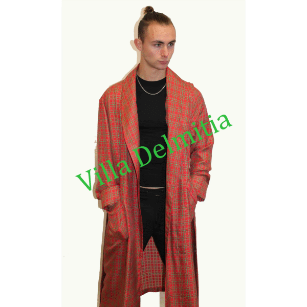 ROBE DE CHAMBRE CLASSIQUE POUR HOMME EN 100% SOIE JACQUARD AVEC PASSEPOIL ET DEMI DOUBLURE EN BEMBERG