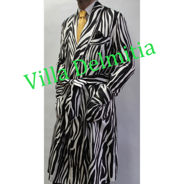 CLASSIC DRESSING GOWN FOR MAN IN 100% PRINTED TWILL SILK WITH PIPING