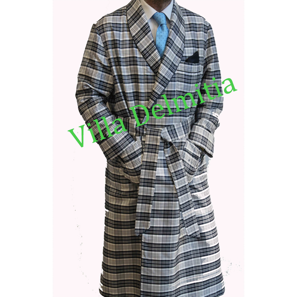 VESTAGLIA CLASSICA DA UOMO 100% SETA JACQUARD CON PROFILO E FODERA BEMBERG ALLE SPALLE