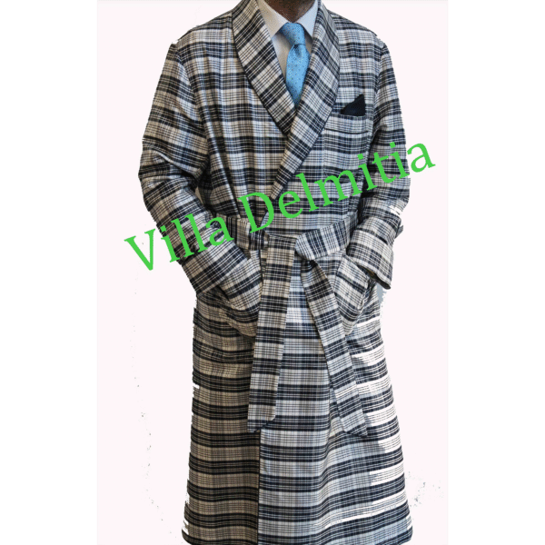 VESTAGLIA CLASSICA DA UOMO 100% SETA JACQUARD CON PROFILO E FODERA BEMBERG ALLE SPALLE