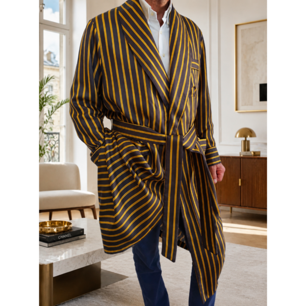 VESTAGLIA CLASSICA DA UOMO 100% SETA TWILL STAMPATA CON PROFILO